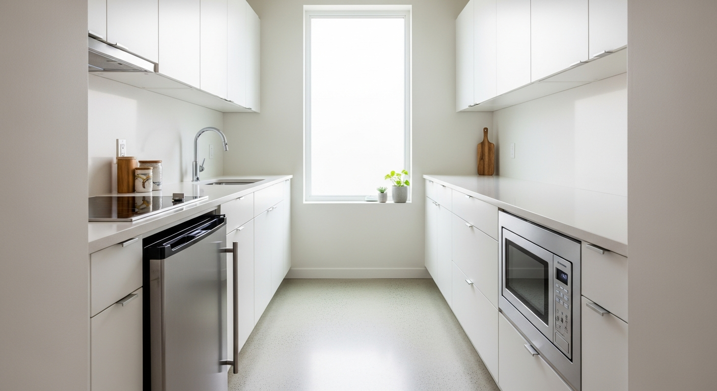 Efficient galley kitchen layout in <a href=