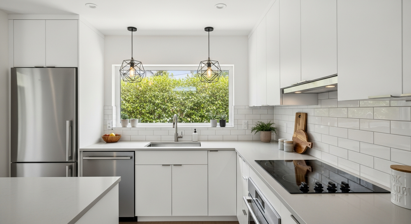 Compact ADU kitchen with efficient storage solutions