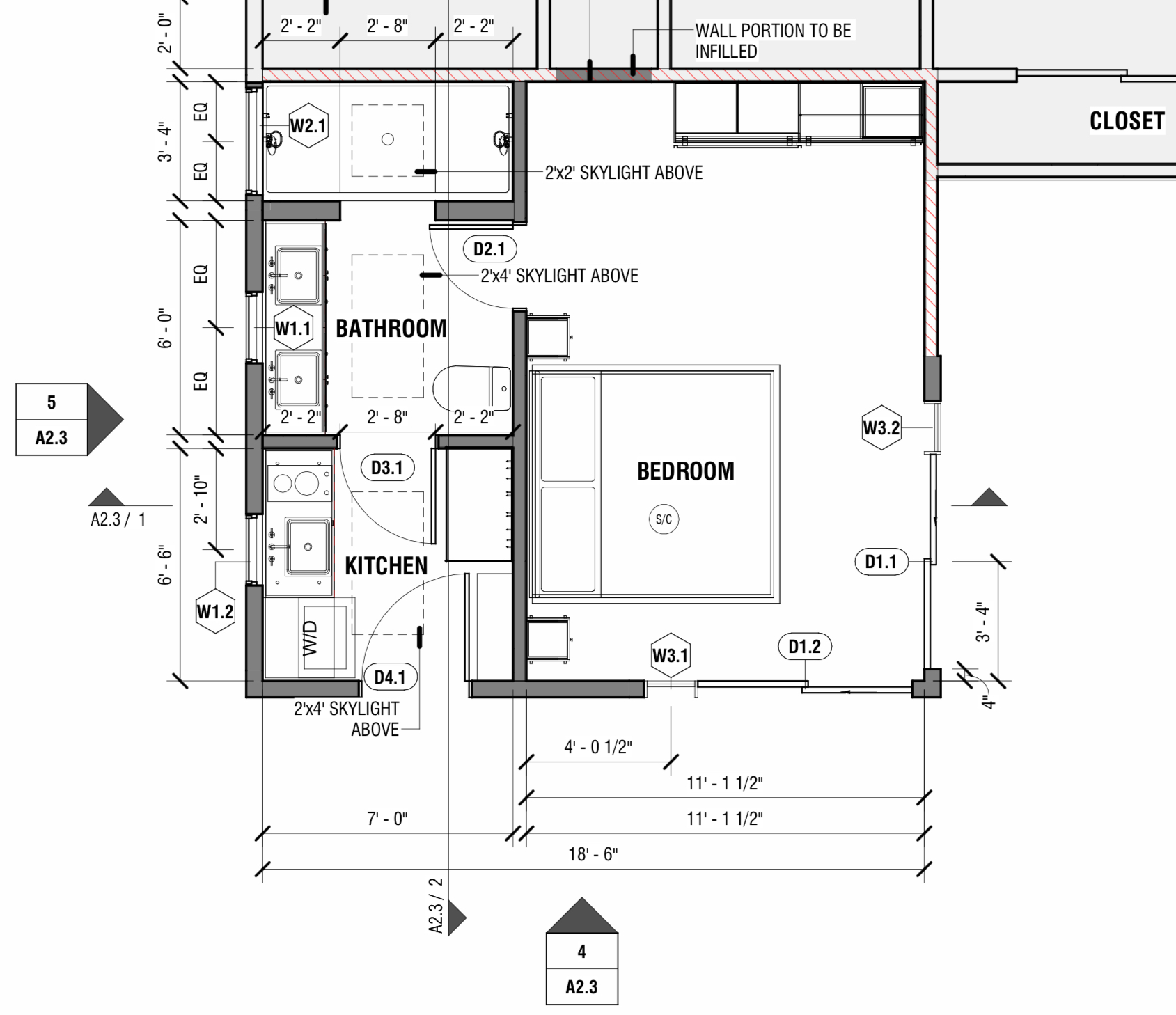 Floor plan of 330 sq ft attached garage conversion JADU showing bedroom, kitchen, and bathroom layout