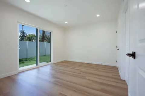 ADU living room with sliding doors to the yard