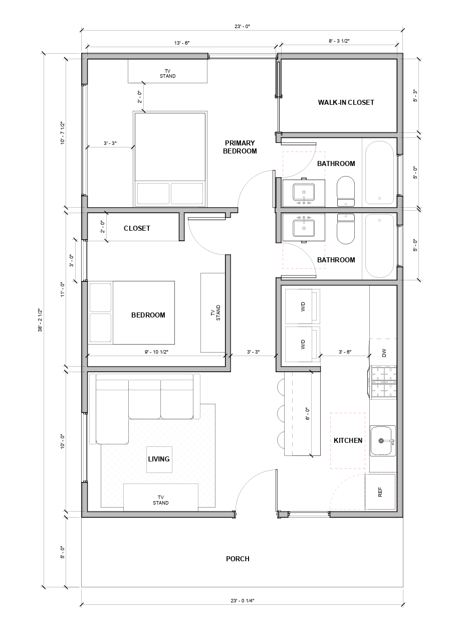 Granada 749 SQFT ADU Floor Plan Layout