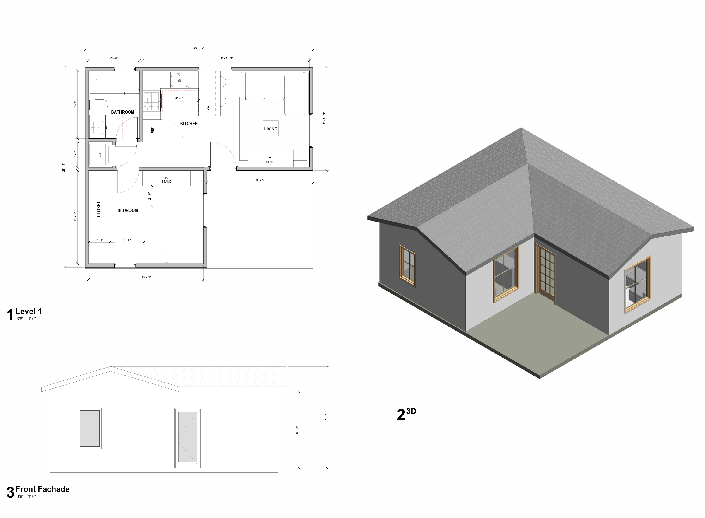 Orion 490 SQFT L-Shaped ADU Floor Plan view 2