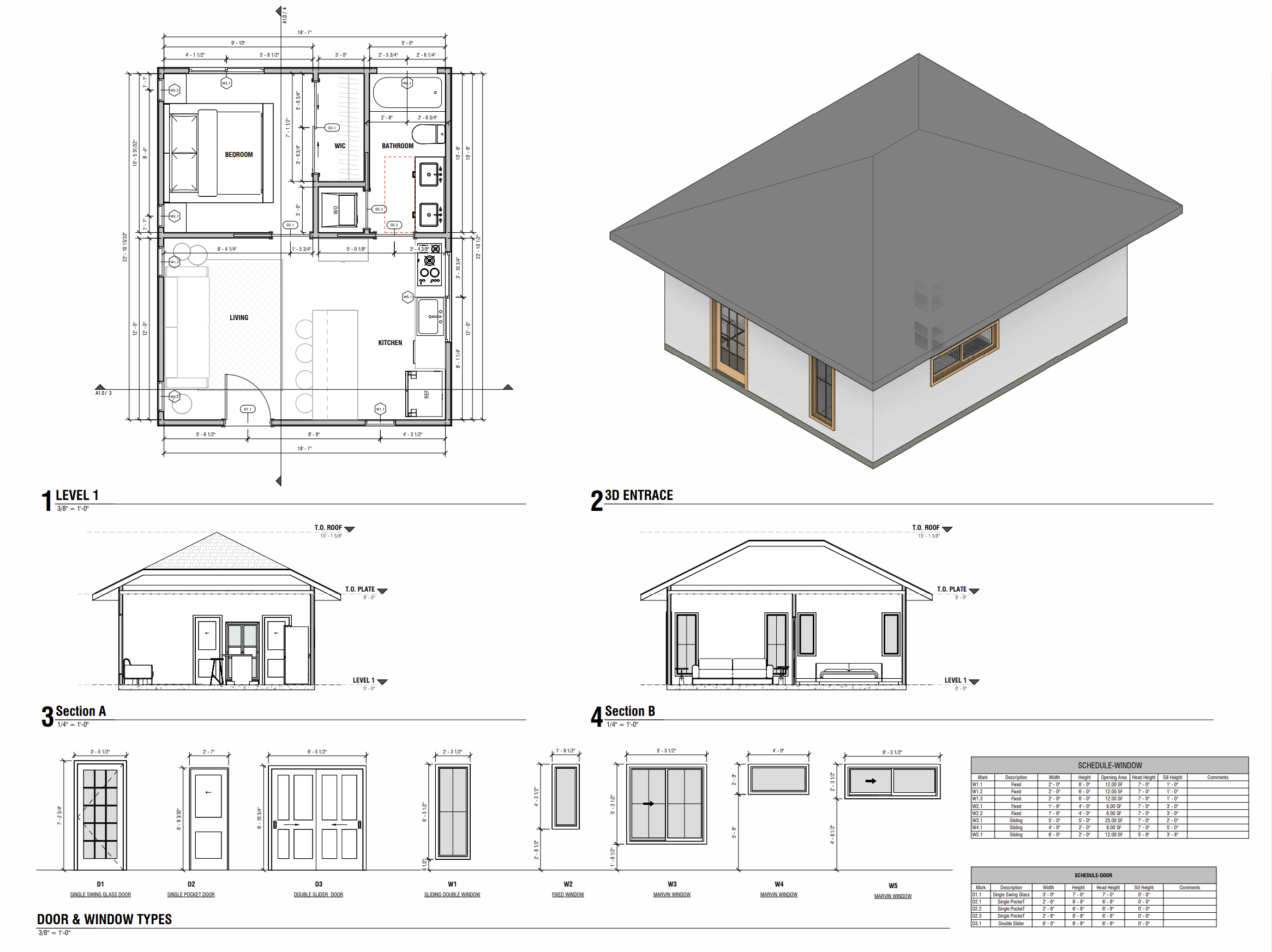 Solstice 499 SQFT ADU Overview with Sections view 3