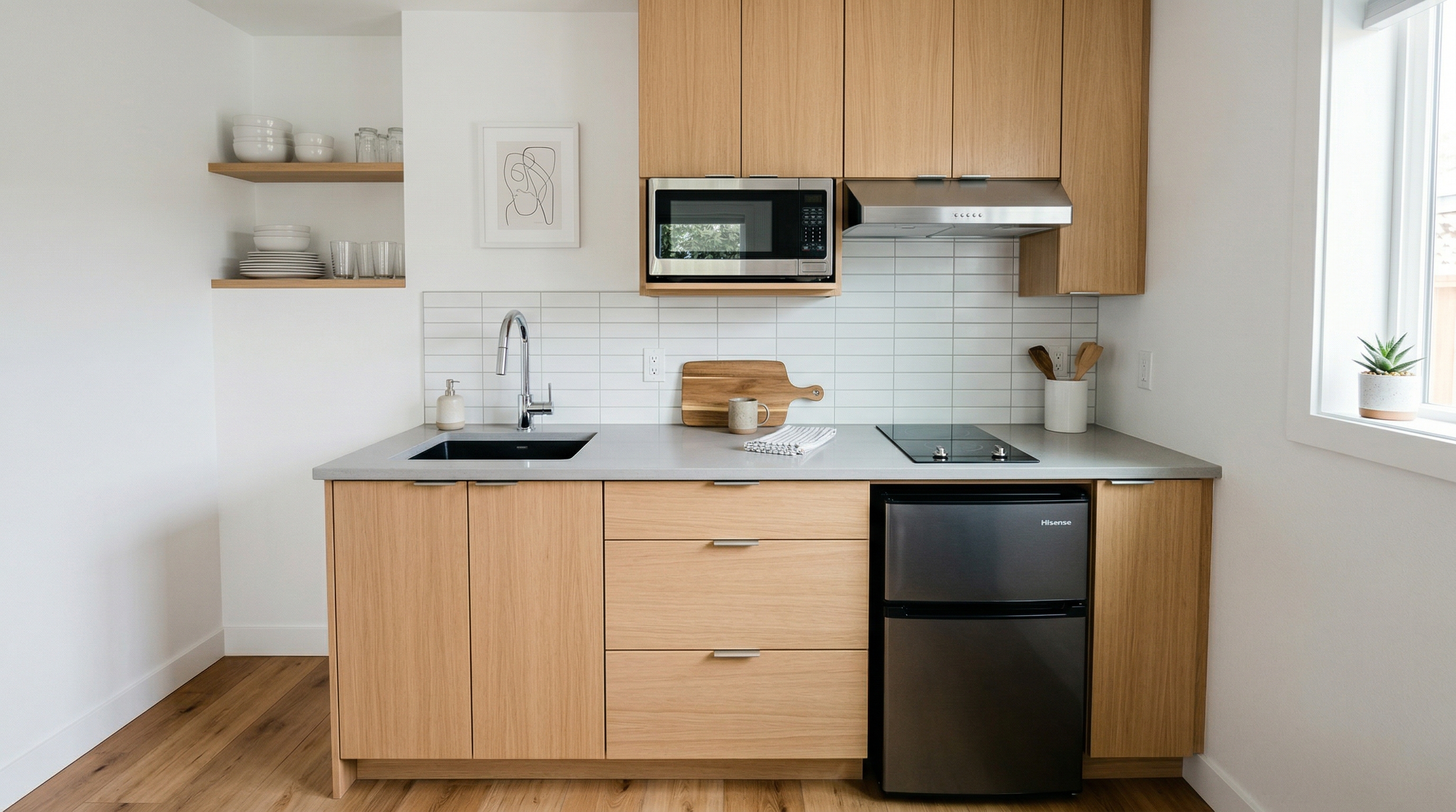 JADU efficiency kitchen with compact appliances