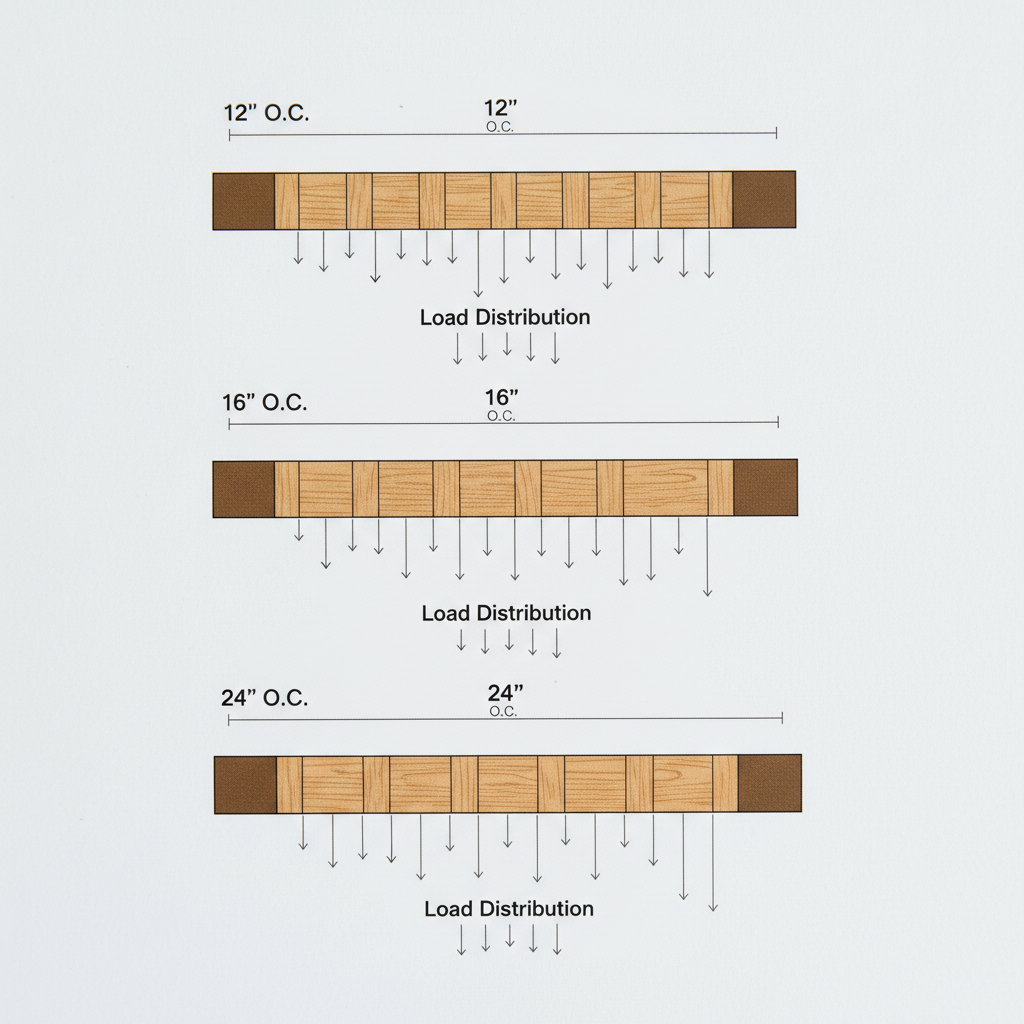 What is a Span Table in ADU Floor Framing Engineering? — Close-up, photorealistic shot of a clear, labeled diagram illustrating different joist spacing options