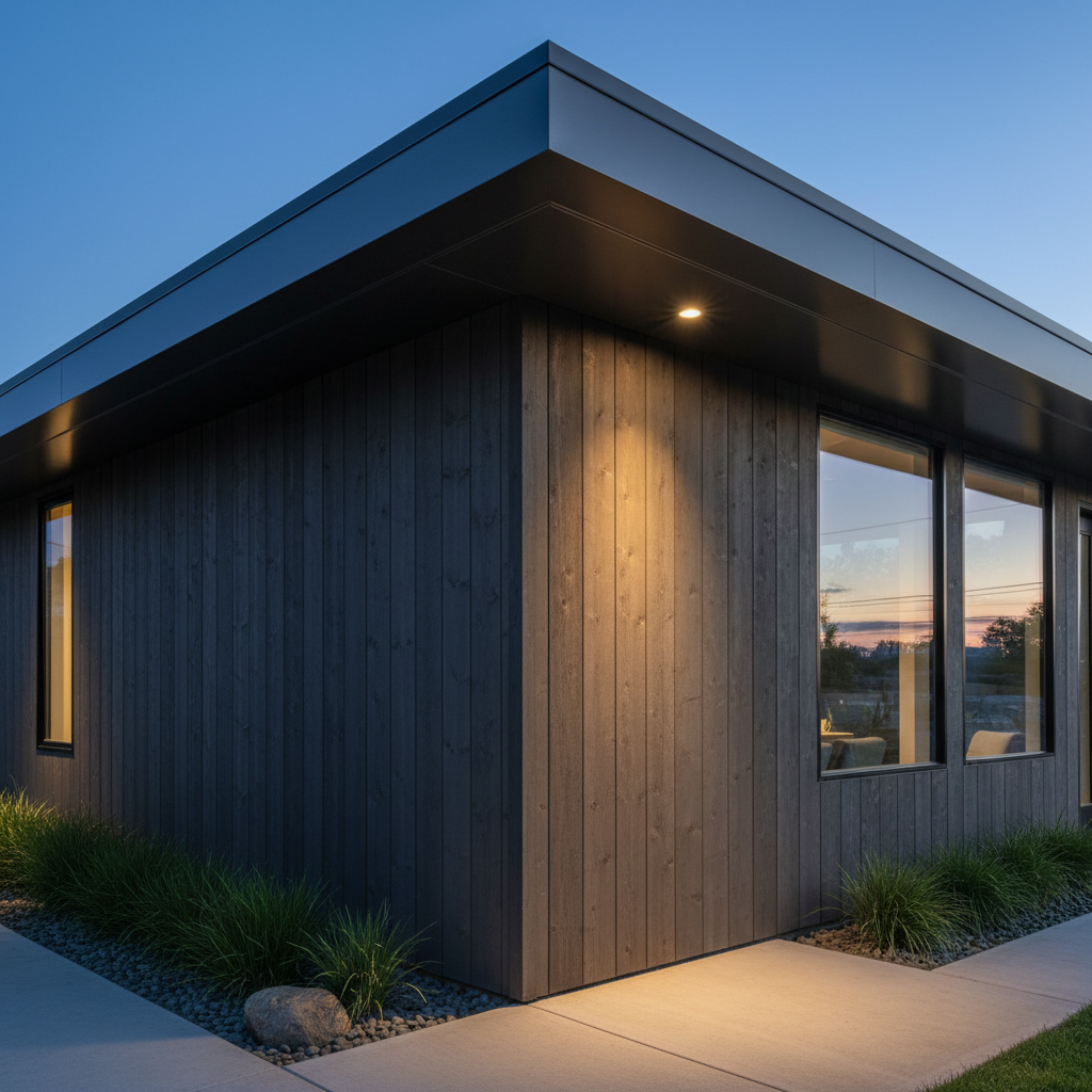 Soffits in ADU Construction: A Comprehensive Guide — An exterior corner of a contemporary ADU, highlighting the aesthetic contribution of a well-chosen aluminum