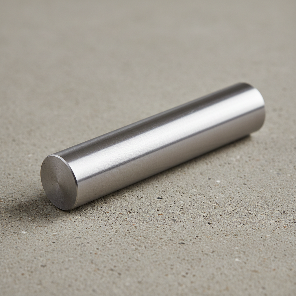 What Is a Dowel Bar and How It Is Used in ADU Foundation and Slab Work — A close-up, high-resolution shot of a single, smooth, round steel dowel bar, perhaps wi